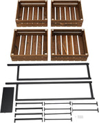 4 Tiers Retail Display Rack, Single Row Wood Market Shelf Commercial Fruit and Vegetable Basket Stand Rack Set Snack Pantry Shelf Unit for Kitchen, Office, Store, Supermarket