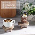 Set of 2 Mini Wood Risers for Decor Round Wooden Riser Small Wooden Stool Display Stand Farmhouse Rustic Wood Pedestal for Plant Pot Tiered Tray Decor Cake Food Collection Display(Brown)