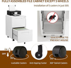 2 Drawer File Cabinet with Lock and 4 Keys, Mobile Metal Filing Cabinet, File Cabinets for Home Office, Under Desk, Pre-Assembly, File Drawer, Letter/Legal/A4 Hanging File Folders