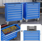 7-Drawer Tool Chest,Rolling Tool Cart with Wheels,High Capacity Tool Cabinet with Locking System for Garage, Warehouse, Workshop-Blue