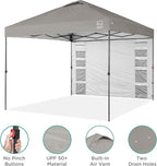 Best Choice Products 10x10ft Easy Pop Up Canopy w/Side Wall, 10 Pockets, Portable Carrying Case, 1-Button Setup, 4 Weight Bags - Light Gray