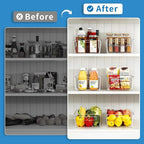 10 Pack Pantry Organizers and Storage,Clear Plastic Containers with 2 Dividers for Kitchen,Fridge Organization and Storage,Acrylic Bins for Pounches,Spice Packet,Snack organzier