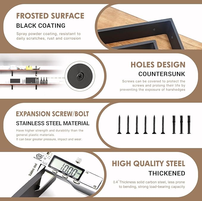 Countertop Support Bracket 14 Inch 3 Pack Countertop Bracket for Granite 3/8" Thick 14"x6"x2.5" Heavy Duty L Brackets Shelf Brackets Metal Corbels for Quartz/Granite/Wood/Concret/ Laminate Countertops