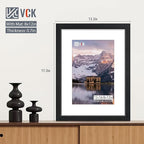 VCK 12×16 Picture Frame Black Set of 2 for Display Picture 8x12 with Mat or 12×16 without Mat Poster Frame Made of MDF Wood and Tempered Glass Black