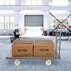 VEVOR Platform Truck, 2000 lbs Capacity Steel Flatbed Cart, 47" Length x 24" Width x 32" Height Flat Dolly, Hand Trucks with 5" Nylon Casters, Heavy-Duty Utility Push Carts for Luggage Moving