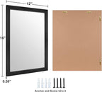 Ruomeng Wall Mirror Rectangle Decorative Mirror 12" x 16" for Entryway, Bedroom, Living Room, Black