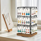 EsLuker.ly Rotating Earring Display Holder Stand for Vendors Events Selling, Large Capacity 36 Hooks Jewelry Rack with Wooden Base for Earring Card Sales, Enhances Retail Visibility(Brown)