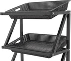5 Tiers Retail Display Rack, Single Row Commercial Market Shelf Fruit and Vegetable Basket Stand Rack Set Snack Pantry Shelf Unit for Kitchen, Office, Store