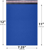 Royal Blue Poly Bubble Mailers 7.25x12 inch #1 | Self Seal Padded Envelopes | Cushioned Bubble Mailer | Usable Size 7.25x11 | WaterProof | Lightweight mailing Shipping Bags | 100 Pack Bulk