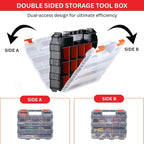 Andalus Tools Organizer Box, Small Parts Storage 34-Compartment Double-Sided Portable Hardware Organizer Removable Plastic Dividers for Screws, Nuts, Bolts, Nails – Orange (1 Pack, 12.5" x 10.5" x 3")