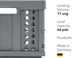 Clax® crate | folding box | basket | 48 qt (12 gal) | grey