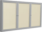 Ghent 48"x72" 3-Door Outdoor Enclosed Vinyl Bulletin Board, Shatter Resistant, with Lock, Satin Aluminum Frame - Ivory (PA34872VX-185), Made in the USA