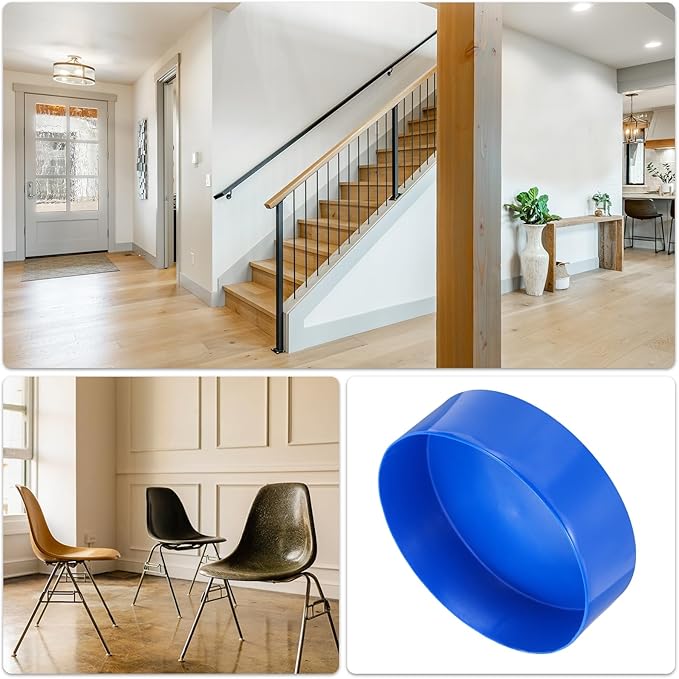 uxcell 4pcs Rubber End Caps 180mm(7 Inch) ID Vinyl Round End Cap Cover Screw Thread Protectors Blue, 50mm Height
