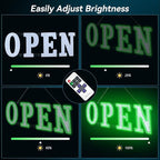 Open Sign for Business Super Bright LED Flashing Open Signs 40x14 Inch Large Light Up Open Sign with Remote Control, Hanging Installation for Storefront Window Door (Flash Green& White)