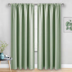JIUZHEN Blackout Curtains for Bedroom - Thermal Insulated Room Darkening Noise Reducing, 52 x 84 Inch Length Curtains for Living Room, Set of 2 Panels with Tiebacks, Light Green