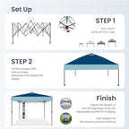 PHI VILLA 10x10ft 1-Person Setup Pop Up Canopy Tent Instant Portable Shelter w/ 1-Button Push, Case, 4 Weight Bags - Dark & Light Blue