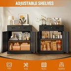 BESFUR Metal Storage Cabinet with Lockable Drawer and 2 Lockable Doors, 36"H Black Metal Cabinet with Adjustable Shelf, Locking Storage Cabinet for Home Office, Garage,School, Warehouse, Utility Room