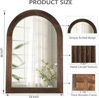 LOSOUR Arched Mirror, Farmhouse Decor Solid Wood Frame Wall Mirror, Bathroom Mirrors, Large Vintage Mirror for Bathroom, Living Room,Bedroom, Entryway, Hallway,Foyer (Coffee, 36" L x 24" W)