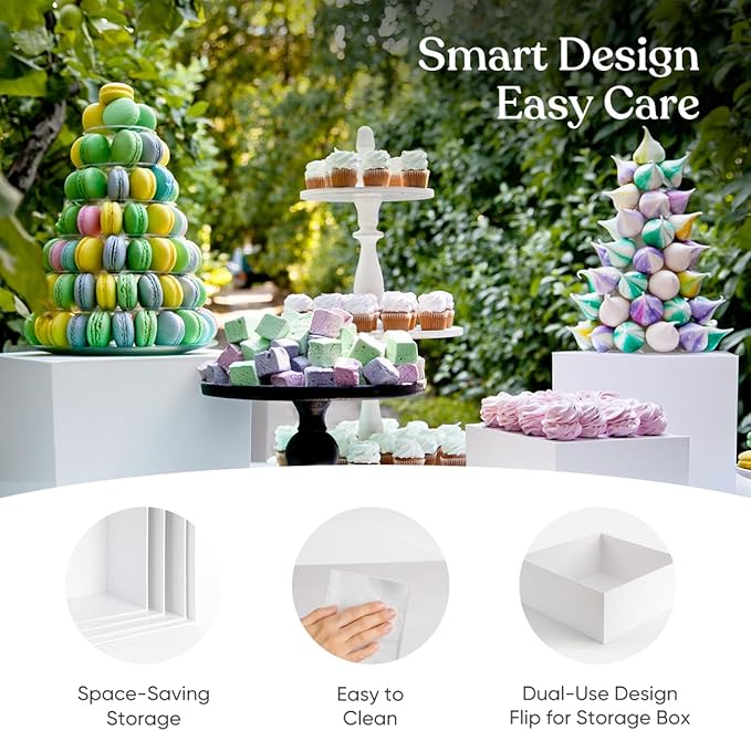 YOPPIX 13.8" Extra Large Size Buffet Risers, Dessert Table Display Set, Acrylic Display Stands, Display Stand Shelf for Catering Dessert Collectibles Jewelry Figures Show, Cube Display Nesting Risers