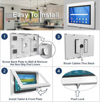 TABcare Locking Anti-Theft Metal Case for Samsung Galaxy TAB 3 4 10.1" Tablet for Kiosk, POS, Store, Show Display, Time Clock (TAB 3/4 10.1, White)