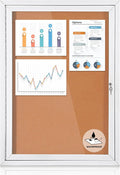 Outdoor Bulletin Board Weatherproof 36x24 in, Enclosed Bulletin Board with Locking Door, Wall Display Case for Office School Home Commercial, Silver Aluminum Frame, Cork
