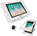Anti Theft Tablet Security Stand - Wall / Table Mount Desktop iPad Kiosk Stand W/ Lock and Key, Restricted Pin-Hole, 90° Rotate - iPad, iPad Air, iPad Pro, Samsung Galaxy Tab A (2019) - Pyle PSPADLK15