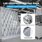 Lab Drying Rack 52 Pegs Laboratory Cabinets Glass Drying Racks Wall-Mount Grey Cleaning Frame for School Laboratory Utensils Hidden Installation