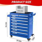 7-Drawer Tool Chest with Wheels & Drawers, Toolbox Organizer Storage for Garage, Suitable for Moving/Gift/Daily Use(Blue)
