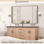Keonjinn Black Bathroom Mirrors for Over Sink, 60” x 36” Large Matte Black Mirror for Wall, Rounded Rectangle Farmhouse Vanity Mirror, HD Tempered Glass Modern Decorative Mirror(Horizontal/Vertical)