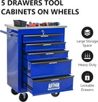 5 Drawer Rolling Tool Chest with Locker, 22.2" D Metal Movable Lockable Tool Cart Box Multi-Functional Hardware Storage Cabinet Box for Warehouse Basement Home Pantry Garage