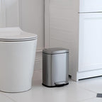 Amazon Basics Smudge Resistant Mini Rectangular Trash Can With Soft-Close Foot Pedal, Brushed Stainless Steel, for Bathroom & small space, 5L/1.32 Gal, 7.3x8.5x11.8 in, Satin Nickel Finish