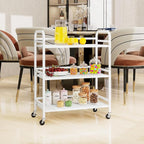 HDANI 3 Tier Metal Utility Multipurpose Rolling Cart,Large Capacity Heavy Duty Rolling Cart with 2 Lockable Wheels for Home,Office,Kitchen,Bathroom,Bedroom,White