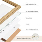 Natural Oak 11x17 Picture Frames Mat to 8x12 Picture Display,Original Wood Handcrafted Diploma Frame,Wooden Frame 11x17 with Tempered Glass Graduation Family Wedding Certificate Photo Wall Mounted