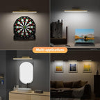 15.35inch Picture Light, Rechargeable Battery Wall Light for Paintings, 3 Colors Paintings Light Dimmable and Timer Metal Art Light for Display, Wall, Artwork, Gallery (Gold)