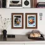 VCK 5x7 Picture Frame 5 Pack - Brown, High-End Wood Poster Frames with Tempered Glass, Display 4x6 Photo with Mat or 5x7 without Mat, Art Gallery-Quality, Wall Hanging/Tabletop, Brown