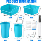 64 Pieces Pegboard Bins Pegboard Cups with Hooks and Loops Peg Hooks Assortment Organizer Accessory for Organizing Accessories Tools Storage Office Workshop Garage Workbench (Blue)