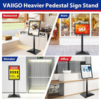 Sign Stand 11x17inch Pedestal Sign Holder Poster Stand 3Packs Adjustable Floor Standing Sign Holder with Heavy Duty Display Stand for Indoor Outdoor Business Store Sign Holders(Black)