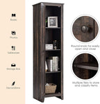 Giantex Tall Storage Cabinet Free Standing Floor Storage Tower with Four Shelves and Single Door, Narrow Cabinet for Bedroom, Living Room, Bathroom 17x16x72 Inch Utility Storage Cabinet (Coffee)