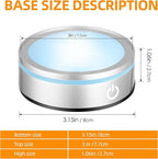 EUSTUMA LED Light Base Non-slip Round Display Stand,crystal led light base,Suitable for Glass Crystal Spherical Artwork,Holiday Party Decoration. (Silver Flat Top Surface)
