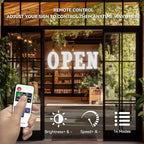 30" x 10" Large LED Open Sign with Remote Control High Bright Visibility Business Open Sign 14 Mode Suitable for Shop, Bar, Hotel, Retail and Restaurant