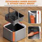 Upgraded Spin Mop and Bucket System Set, Self Separate Clean and Dirty Water, Foldable Square Standing Mop Head with Microfiber Mop Pads, Detachable Bucket (Grey+Orange, Mop Set with 2PC Pads)