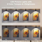 LED Ceiling Picture Lights with 6000mAH Rechargeable Battery Powered, Cordless Painting Wall Lamps Sconces with 4 Brightness&Color Temp,CRI≥95, Indoor Spotlight for Art Display Photo Portraits Gallery