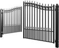 ZUMI Dual Swing Driveway Gates, 12x6 ft. Outdoor Steel Swing Gates for Driveway, Heavy-Duty Driveway Fence Gates for Home Security, Weatherproof Iron Security Gate Kit for Outdoor, Sydney Style
