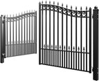 ZUMI Dual Swing Driveway Gates, 12x6 ft. Outdoor Steel Swing Gates for Driveway, Heavy-Duty Driveway Fence Gates for Home Security, Weatherproof Iron Security Gate Kit for Outdoor, Sydney Style