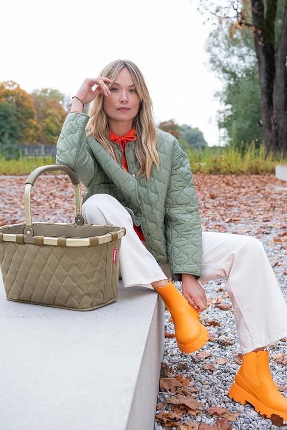 reisenthel carrybag frame rhombus olive - Sturdy shopping basket with plenty of storage space and practical inner pocket - Elegant and water-repellent design