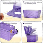 Wipes Dispenser, One-Handed Operation Wipe Holder for Baby & Adult, Seal-Designed Wipes Container for Bathroom Keep Diaper Wipes Fresh (Purple)