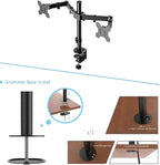 Rocelco 46" Large Height Adjustable Standing Desk Converter with Double Monitor Mount Arm BUNDLE - Quick Sit Stand Up Computer Workstation Riser - Retractable Keyboard Tray - Black (R DADRB-46-DM2)