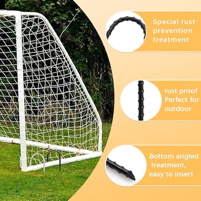 12" Trampoline Stake Anchors high Wind u Stakes for Ground Anchor Heavy Duty Stakes Trampoline Anchors Accessories (Silver-4PCS)