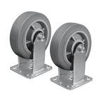 6'' × 2'' Caster Wheels, Heavy Duty Industrial Casters, Rubber Wheels with Roller Bearing, Load 900lbs per Swivel Caster for Cart Dolly Toolbox Trolley (2 Rigid)