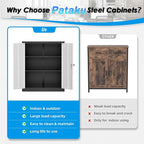 Pataku Metal Storage Cabinet, Garage Cabinet with Doors and Shelves 36" Hx32 Wx16 D, Steel Lockable File Cabinets for Office, Home, Garage, Basement, Industrial, Black Grey